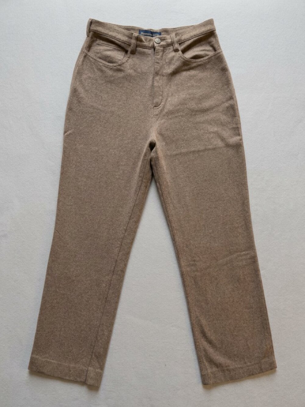 Tristan & Iseut Taupe Wool Blend Straight-Leg Trousers Vintage Size 6